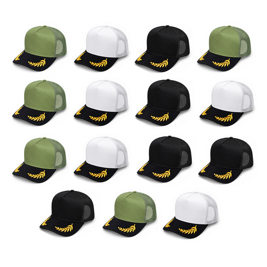 paquete de 15 gorras coronel con personalizado incluido